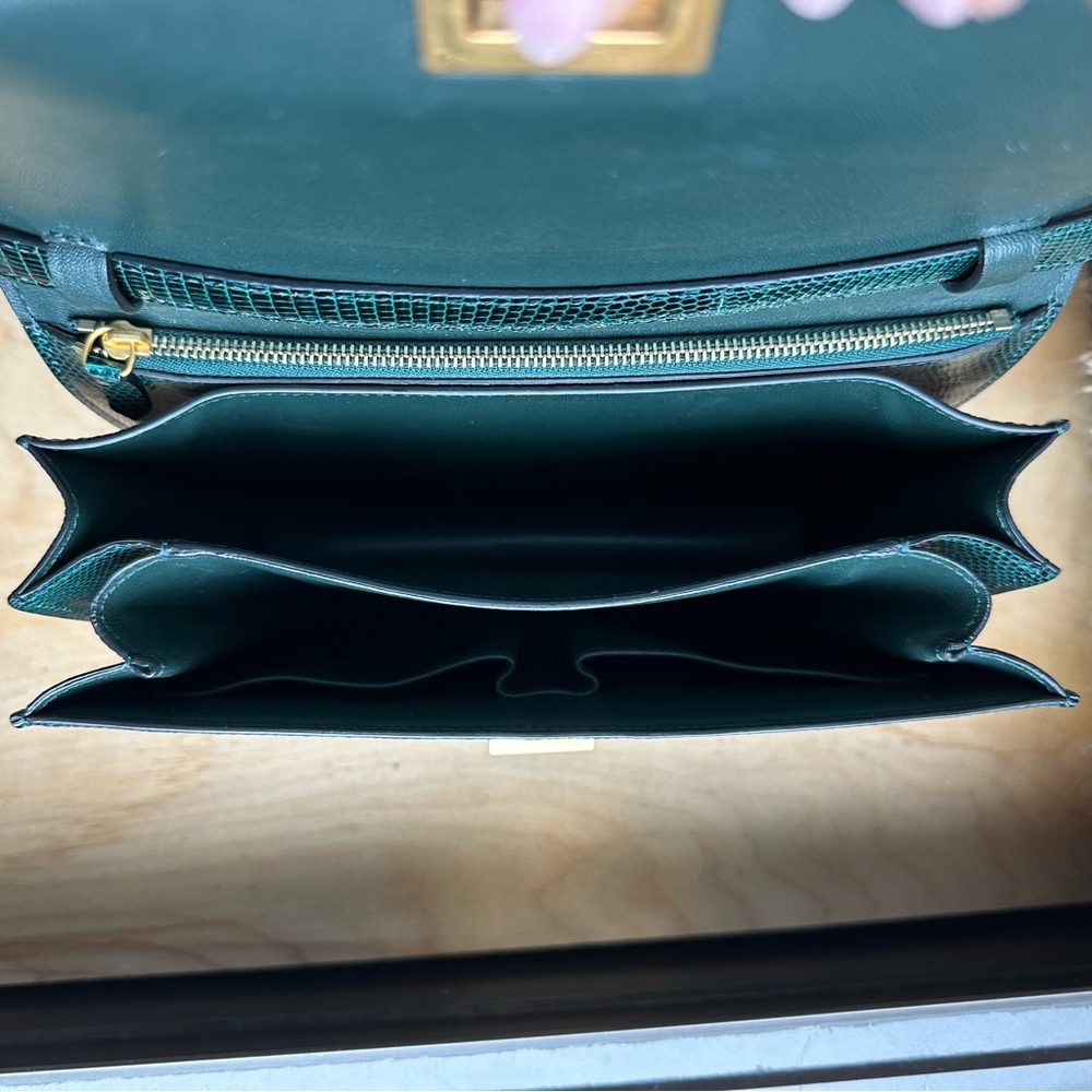 CELINE CLASSIC BOX BAG DARK GREEN LIZARD LEATHER WITH BOX AND DUSTBAG - Picture 14 of 16